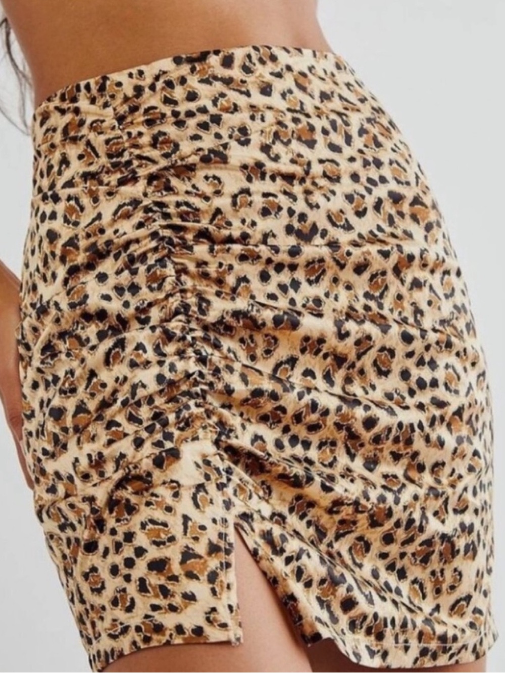 NWT Free people satin mini shirt cheetah print animal print